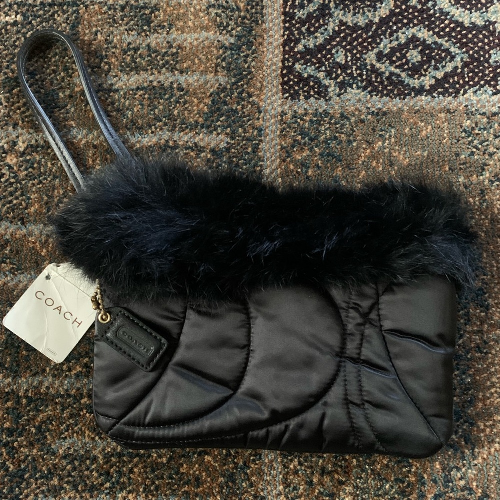 Coach Fur Trimmed Wristlet